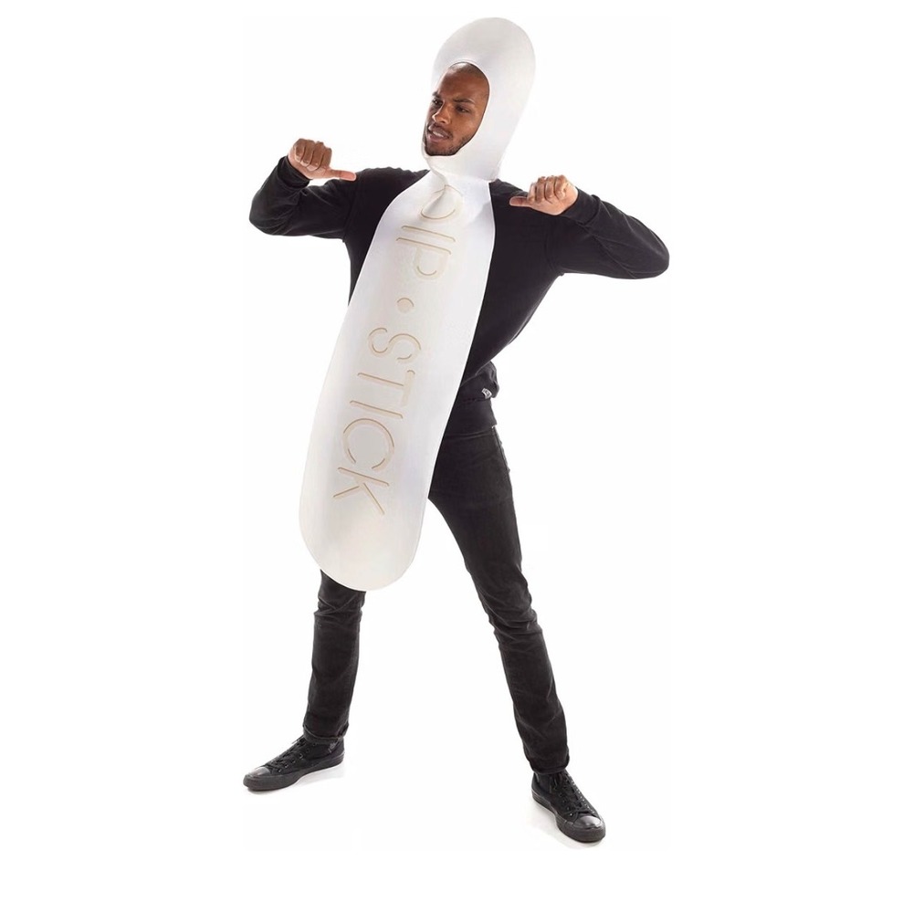 Hauntlook Dip Stick Adult One Size Funny Pun Halloween Costume Bodysuit White